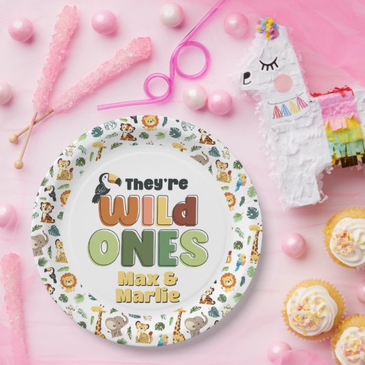 Sie Wild One Safari Zoo Animal Birthday Party Pappteller (Party)