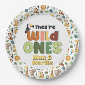 Sie Wild One Safari Zoo Animal Birthday Party Pappteller (Vorderseite)