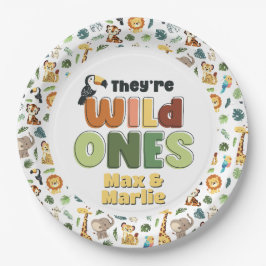 Sie Wild One Safari Zoo Animal Birthday Party Pappteller