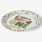 Sie Wild One Safari Zoo Animal Birthday Party Pappteller (Schrägansicht)