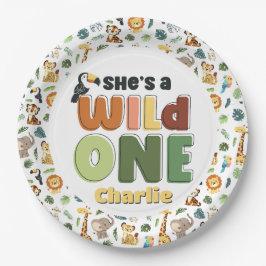 Sie Wild One Safari Zoo Animal Birthday Party Pappteller