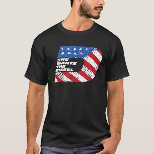 Sie Will die amerikanische Flagge des Diesel Mecha T-Shirt (Vorderseite)