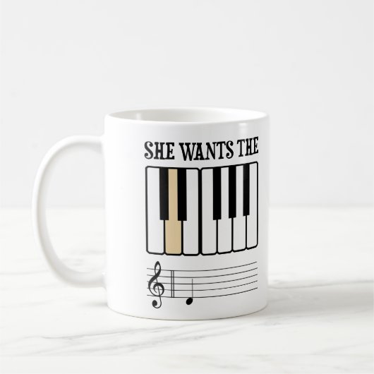 Sie will die d-Klavier-Musik Kaffeetasse (Links)