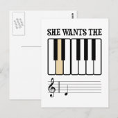 Sie Will die D-Piano-Musik Postkarte (Vorne/Hinten)