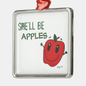 SIE WIRD ÄPFEL Zierarbeit SEIN Silbernes Ornament (Links)