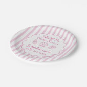 Sie wird bald hier sein Rosa Meeresmuscheln Baby S Pappteller (Schrägansicht)