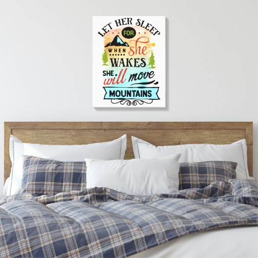 Sie wird die Berge verschieben Word Art Canvas Pri Leinwanddruck (Insitu (Schlafzimmer))