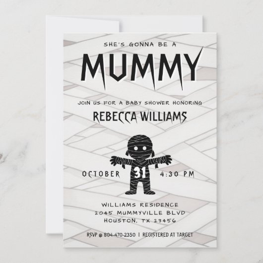 Sie wird eine Mama-Halloween-Kinderdusche. Einladung (Vorderseite)