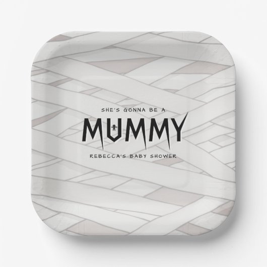 Sie wird eine Mama-Halloween-Kinderdusche. Pappteller (Vorderseite)