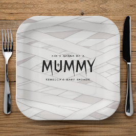 Sie wird eine Mama-Halloween-Kinderdusche. Pappteller