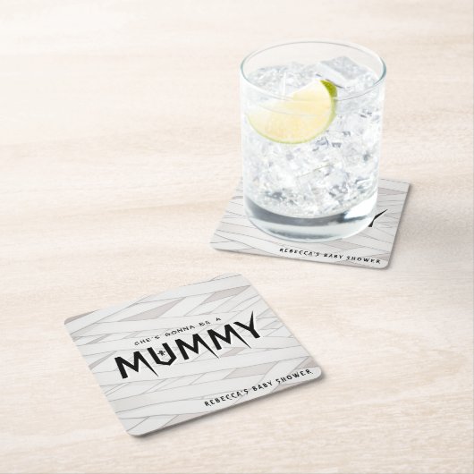 Sie wird eine Mama-Halloween-Kinderdusche. Rechteckiger Pappuntersetzer (Vor Ort)