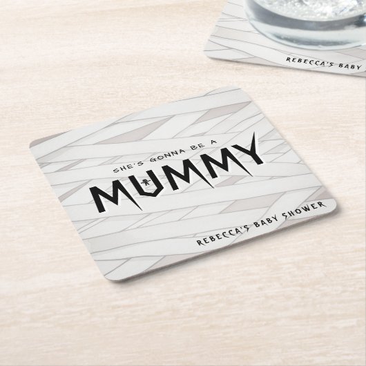 Sie wird eine Mama-Halloween-Kinderdusche. Rechteckiger Pappuntersetzer (angewinkelt)