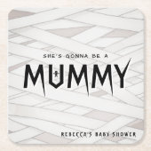 Sie wird eine Mama-Halloween-Kinderdusche. Rechteckiger Pappuntersetzer (Vorderseite)