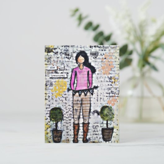 Sie wird geschätzt. Mixed Media Original Postkarte (Stehend Vorderseite)