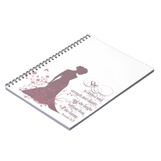 "Sie wird in der Stärken-und Würde-" Zeitschrift Notizblock (Linke Seite)