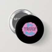 Sie wirklich - helles Herz rosa und blaue Design S Button (Vorne & Hinten)