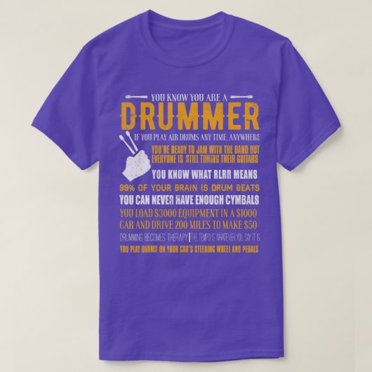 Sie wissen, dass Sie ein Drummer Funny Drummer sin T-Shirt (Design vorne)