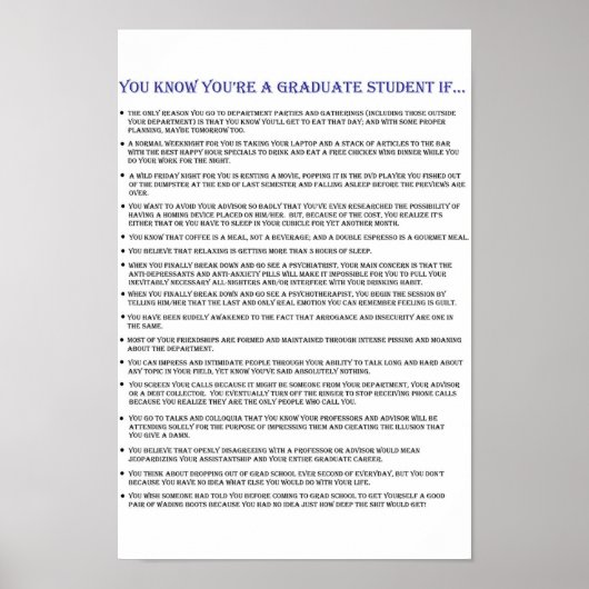 Sie wissen, dass Sie Student sind, wenn... Poster (Vorne)