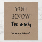 Sie wissen zu viel - Vorschlag von der lustigen Br Weinetikett (Einzelnes Label)