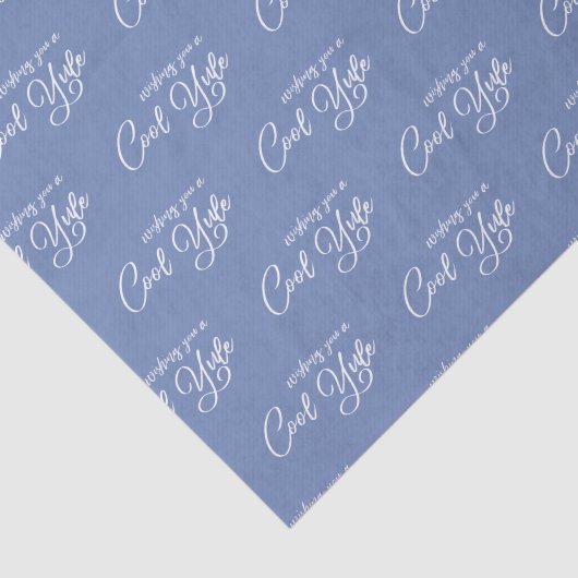 Sie wünschen ein Cooles Weihnachten, blaues, weiße Seidenpapier (Ausschnitt)