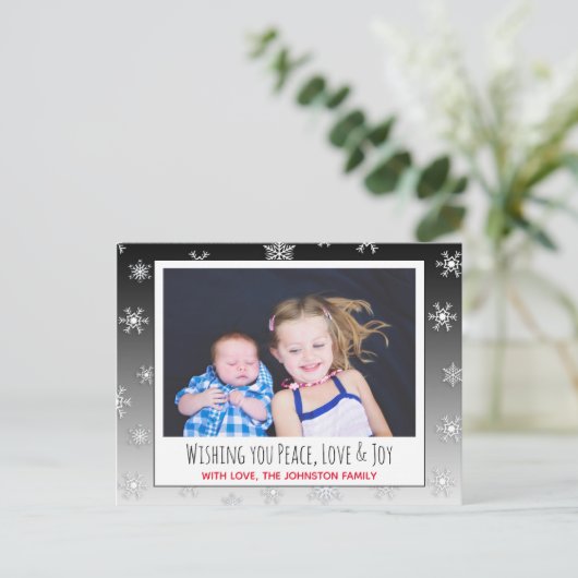 Sie wünschen Ruhe, Liebe und Freude Foto Weihnacht Postkarte (Stehend Vorderseite)