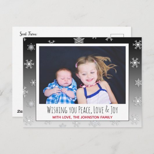 Sie wünschen Ruhe, Liebe und Freude Foto Weihnacht Postkarte (Vorne/Hinten)