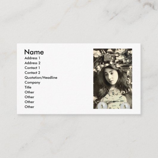 Sie wünschte, sie hätte Zeit Hinweiskarte (Vorderseite)