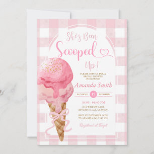 Sie wurde aufgetaucht Eiscreme Gingham Einladung