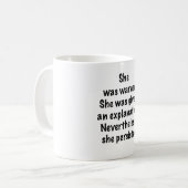 Sie wurde gewarnt kaffeetasse (Vorderseite Links)