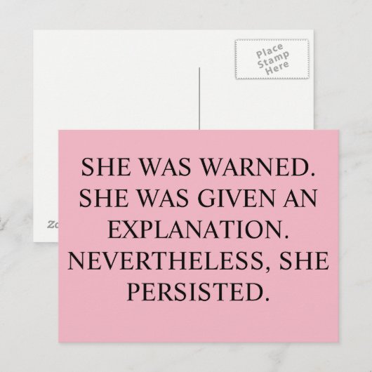Sie wurde gewarnt, Postkarte (Vorne/Hinten)