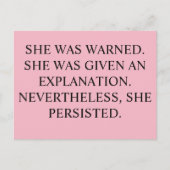 Sie wurde gewarnt, Postkarte (Vorderseite)
