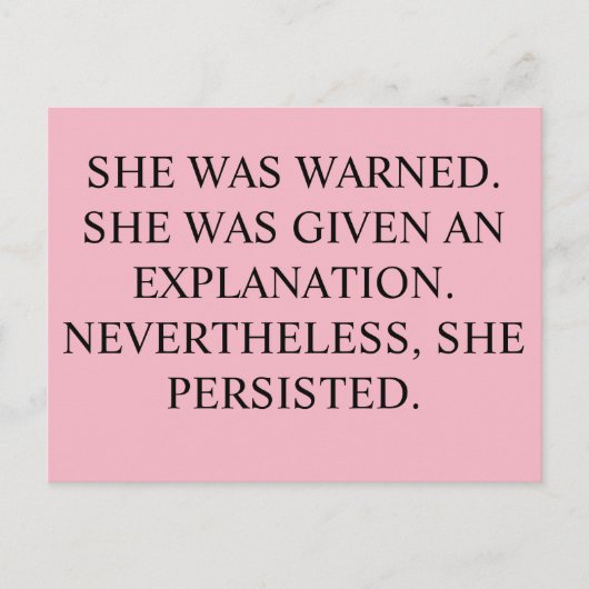 Sie wurde gewarnt, Postkarte (Vorderseite)