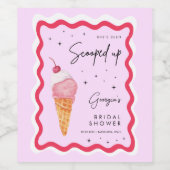 Sie wurde in Rosa und Rot-Wavy-Retro aufgezogen Weinetikett (Einzelnes Label)