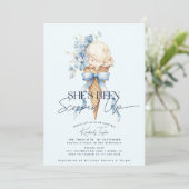 Sie wurde mit blauem Eiscreme-Brautparty ausgestop Einladung (Stehend Vorderseite)