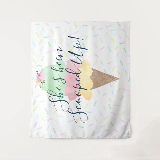 Sie wurde mit Eiscreme-Background-Tapestry verzier Wandteppich (Vorderseite)