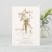 Sie wurde mit Eiscreme-Boho-Brautparty vergossen Einladung (Stehend Vorderseite)