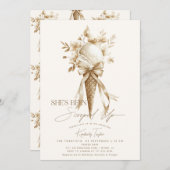 Sie wurde mit Eiscreme-Boho-Brautparty vergossen Einladung (Vorne/Hinten)