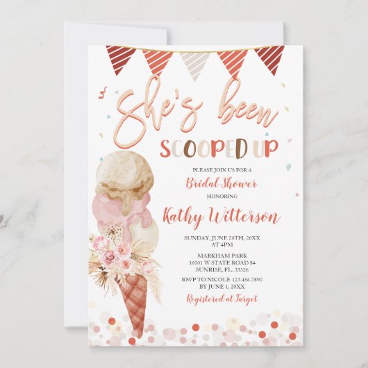 Sie wurde mit Eiscreme-Brautparty aufgekocht Einladung (Vorderseite)