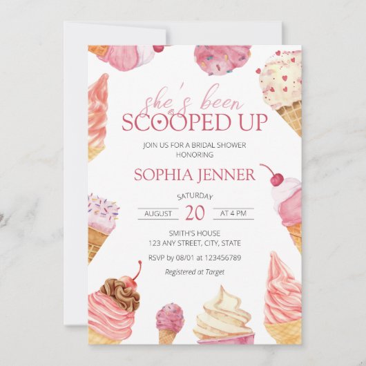 Sie wurde mit Eiscreme-Brautparty aufgerissen Einladung (Vorderseite)