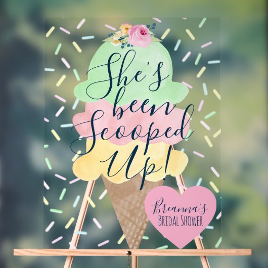 Sie wurde mit Eiscreme-Brautparty vergossen Acrylschild (Neutral)