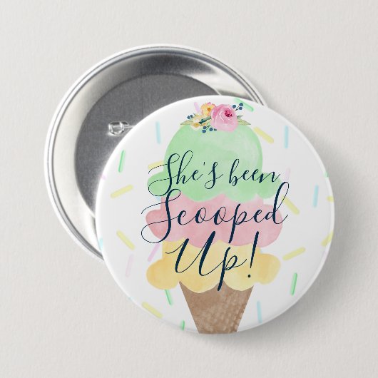 Sie wurde mit Eiscreme-Brautparty vergossen Button (Vorne & Hinten)