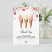 Sie wurde mit Eiscreme-Brautparty vergossen Dankeskarte (Stehend Vorderseite)