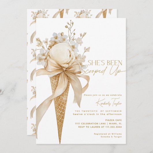 Sie wurde mit Eiscreme-Brautparty vergossen Einladung (Vorne/Hinten)