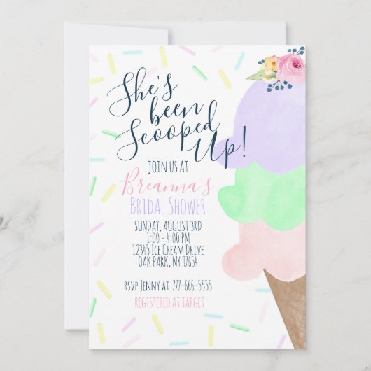 Sie wurde mit Eiscreme-Brautparty vergossen Einladung (Vorderseite)