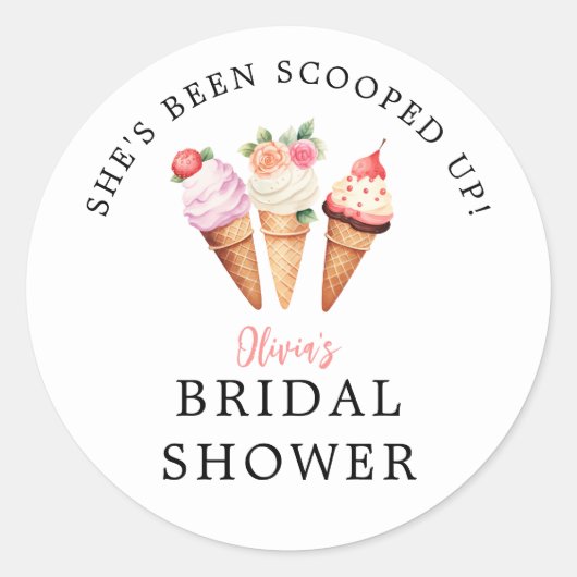 Sie wurde mit Eiscreme-Brautparty vergossen Runder Aufkleber (Vorderseite)