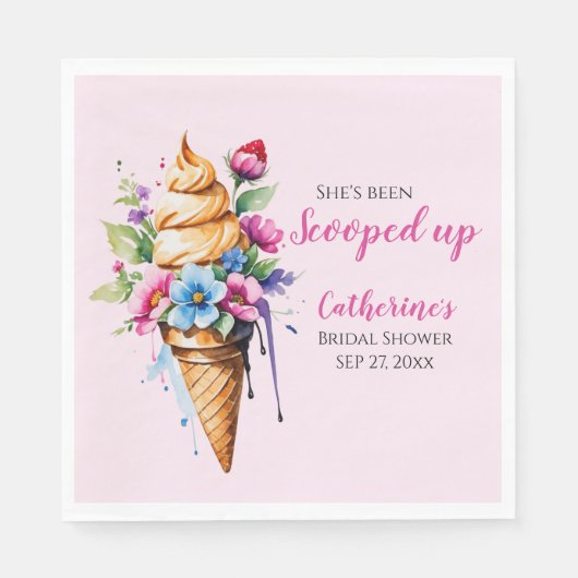 Sie wurde mit Eiscreme-Brautparty vergossen Serviette (Vorderseite)