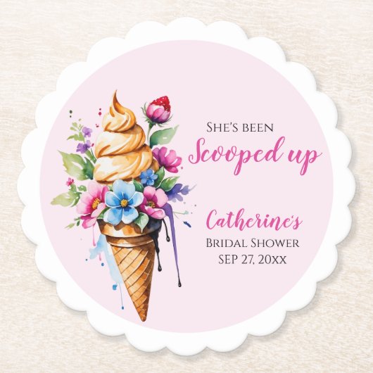 Sie wurde mit Eiscreme-Brautparty vergossen Untersetzer (Vorderseite)