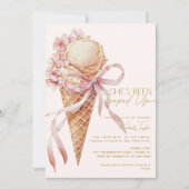 Sie wurde mit Eiscreme-Pink-Brautparty aufgefangen Einladung (Vorderseite)
