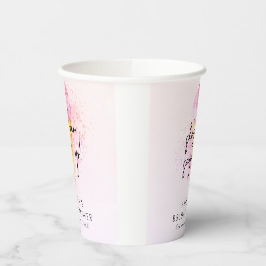 Sie wurde mit rosafarbenem Eiscreme-Brautparty auf Pappbecher (Links)