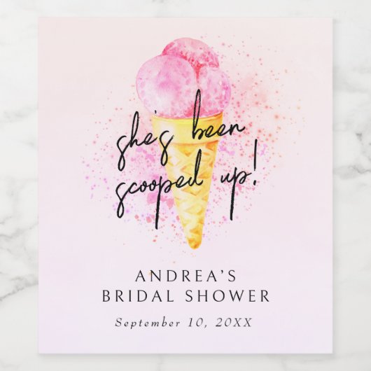 Sie wurde mit rosafarbenem Eiscreme-Brautparty auf Weinetikett (Einzelnes Label)